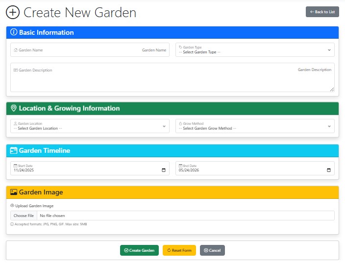 Garden Creation Form
